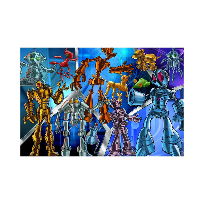 Cartoon Robots by Unknown Artist - Wrapped Canvas Print