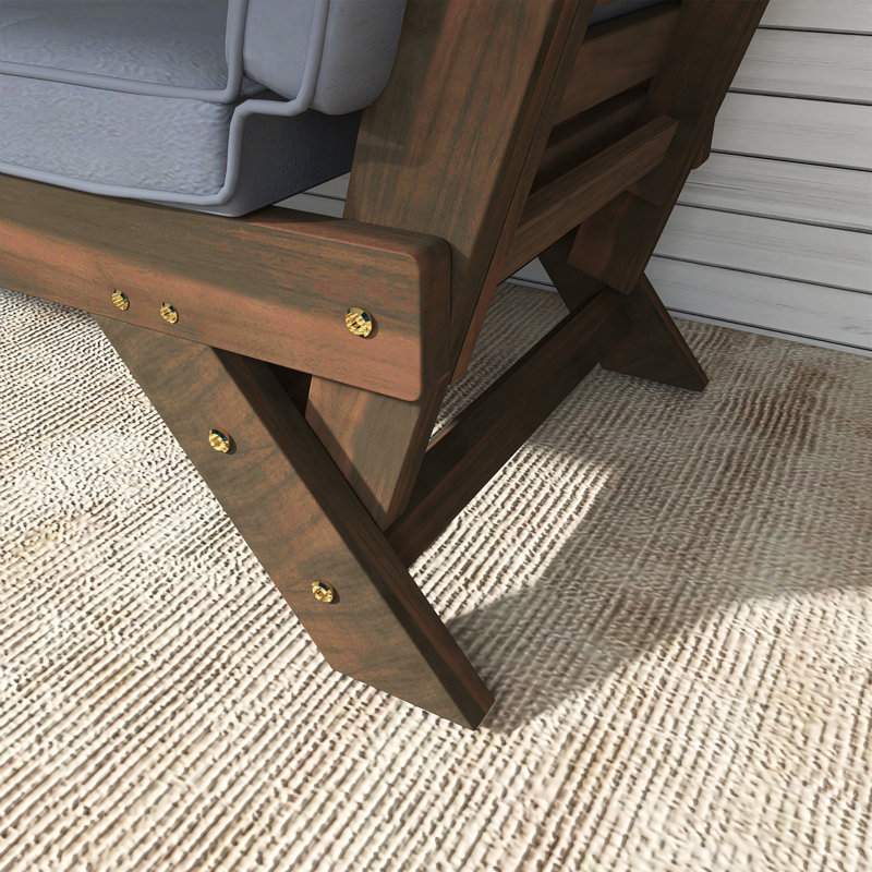 Outdoor Adjustable Acacia Wood Daybed, Brown, Gray
