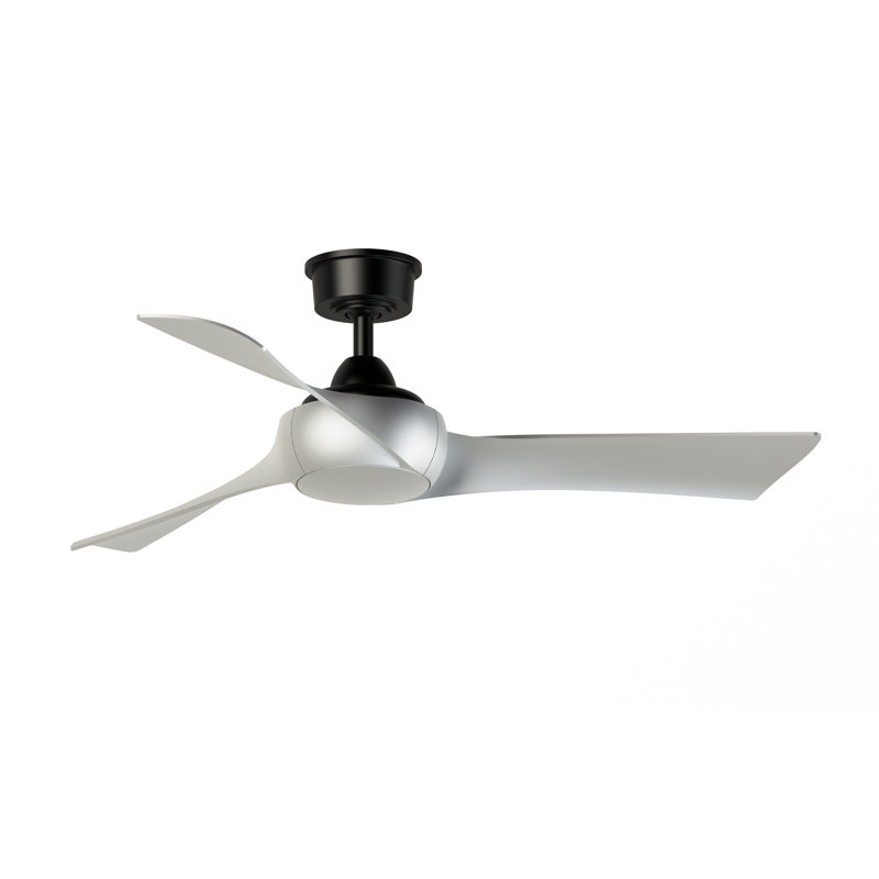 Wrap Custom 48 inch Indoor/Outdoor Ceiling Fan - Black with Brushed Nickel blades, Black, Brushed Nickel