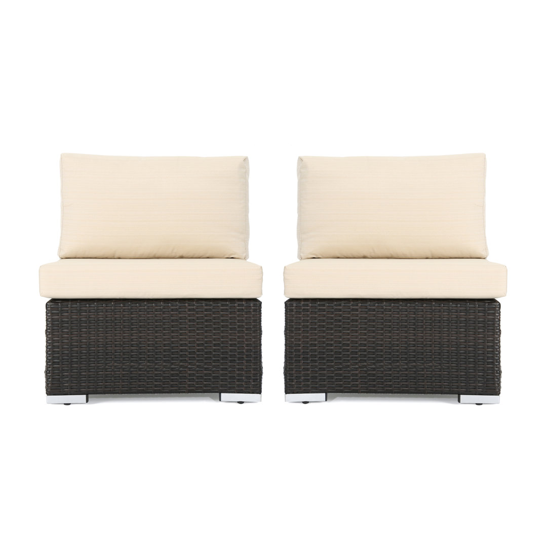 Hastyer Wicker Outdoor Armless Lounge Chair (Set of 2) Latitude Run® Cushion 