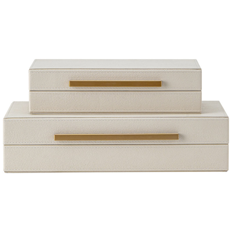 Selecia 2 Peice Decorative Storage Box Set, Beige