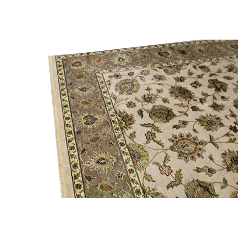 Hand-Knotted High-Quality Ivory and Brown Area Rug