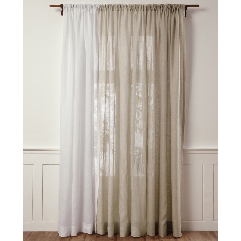 Light Natural Linen Sheer Rod Pocket Curtain Panel 52 x 54 Inch