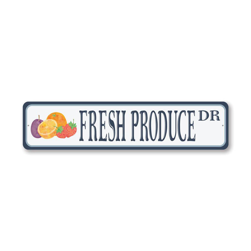 Plaque en aluminium Fresh Produce Street, H 6 po x l 24 po x P 0,06 po