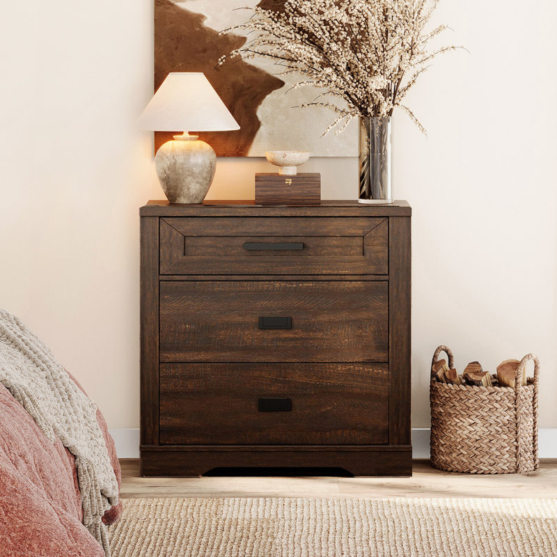 Laziza 3-Drawer Mid-Century Modern Dresser , Brown
