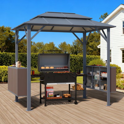 8 Ft. W X 6 Ft. D Professional Grill Gazebo with Aluminum-Plastic Panels & Integrated Storage – All-Weather Outdoor Kitchen Solution