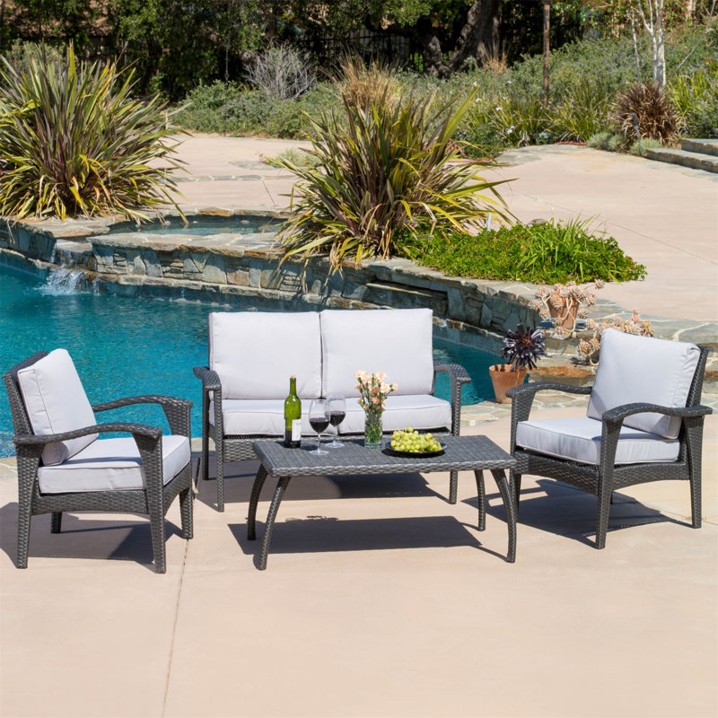 4PC PE WICKER SET (KD), Gray/Gray