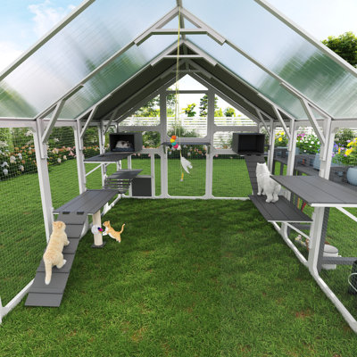 Grande maison pour chat avec couvercle imperméable en bois et extérieur
