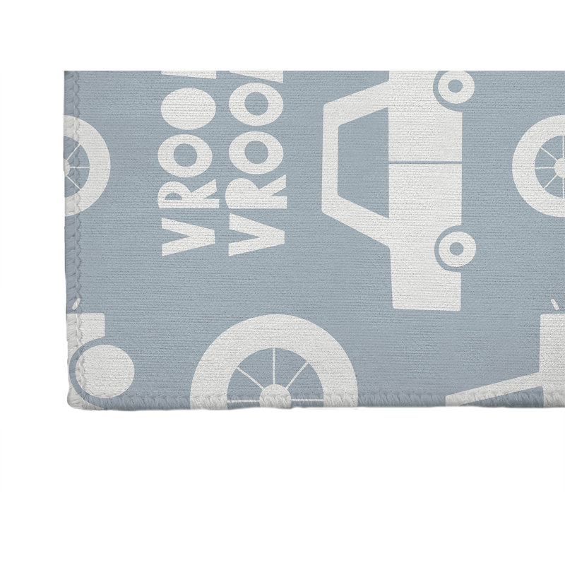 Vroom vroom Colorized Kids Play Mat, Slate Blue/Blue, Rectangle 36" x 60"