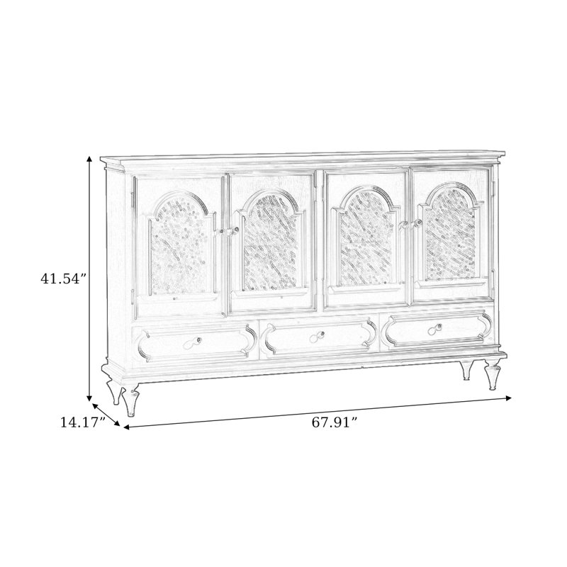 Modern Black Solid Wood Sideboard