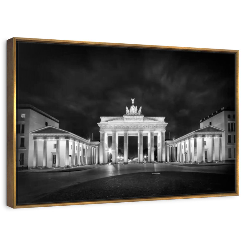 Porte de Brandebourg à Berlin, Cadre flottant doré, 25 po x 17 po