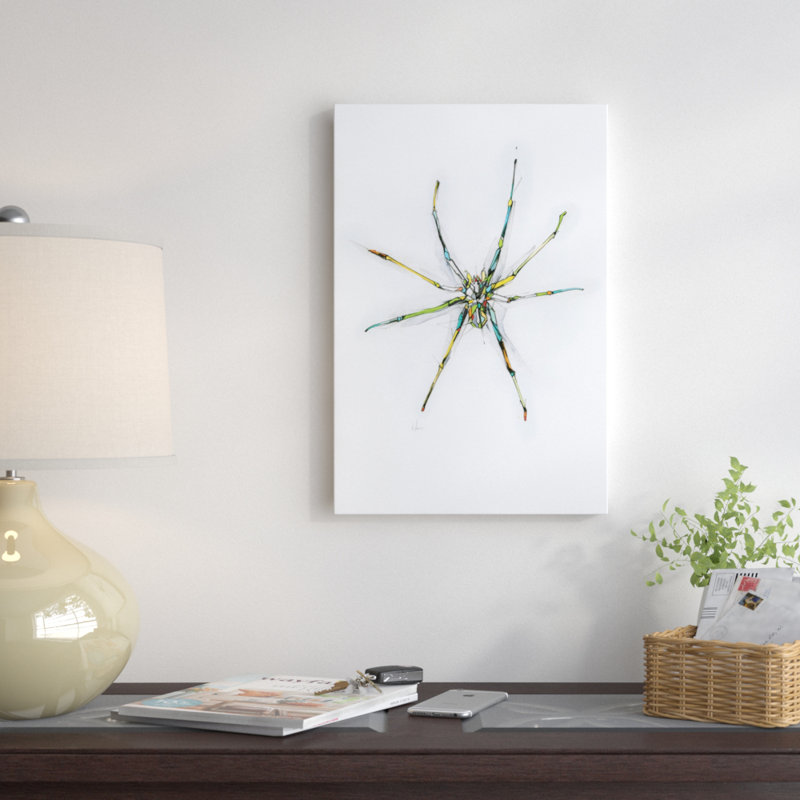 « spider », impression sur toile tendue, H 26 po x l 18 po x P 1,5 po, Toile avec cadre noir, Pas de tapis