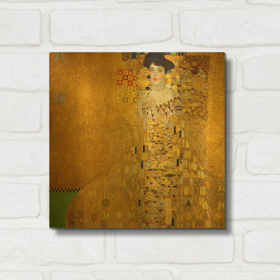 «Portrait der Adele Bloch-Bauer I» par Gustav Klimt, art mural en métal doré, 12 po x 12 po