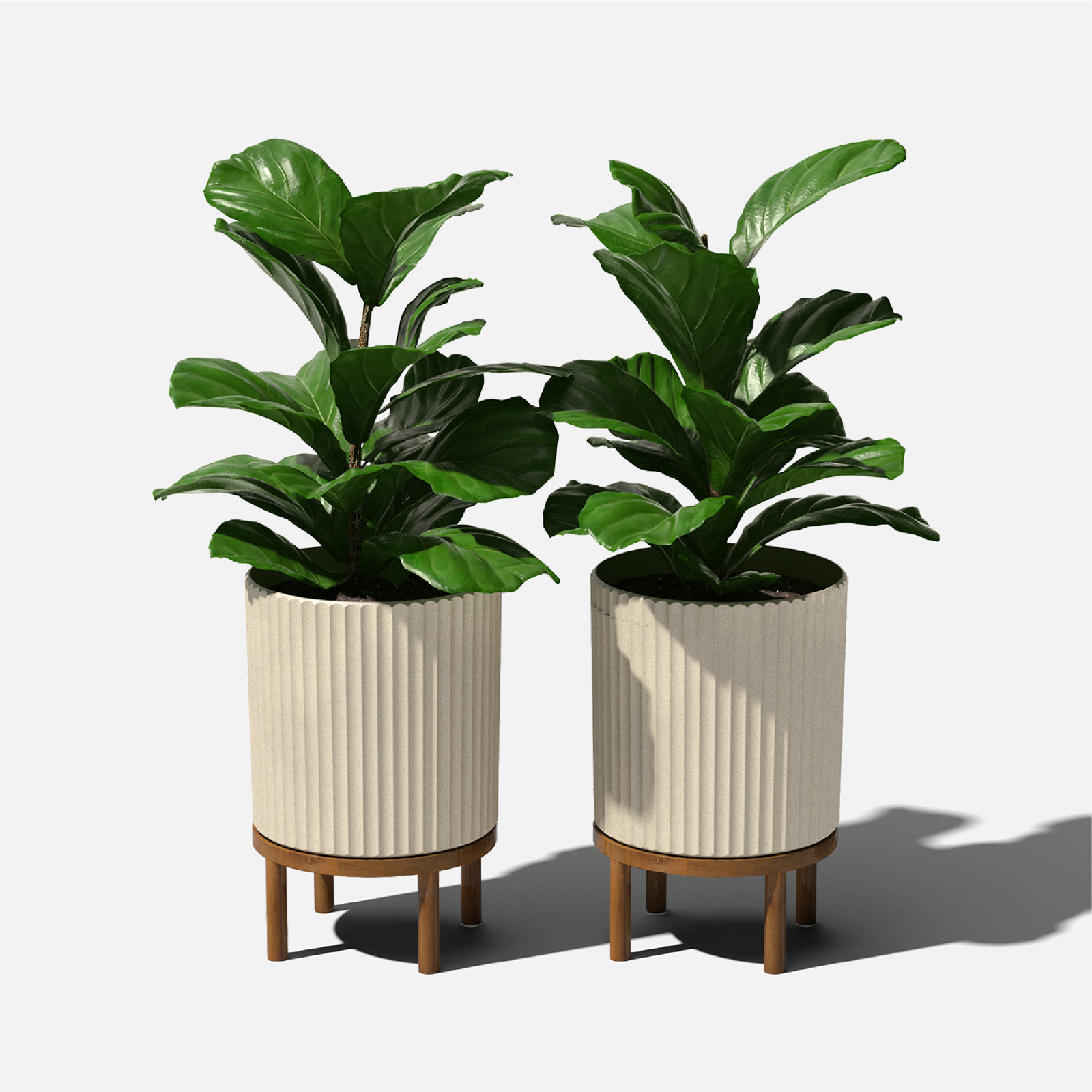 Demi Series Planter with Stand, 2, Sand/Brown, 16" H x 10.5" W x 10.5" D