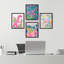Dinosaure ludique et nature abstraite BCBG, décoration rose, art numérique moderne-97782729-97782733