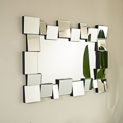 Wall-Mounted Geometric Square-Spliced PU Art Decorative Mirror