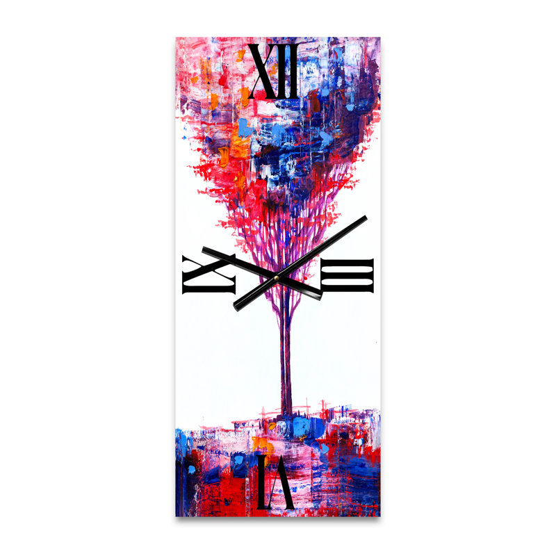 Arbre abstrait impressionniste sur une horloge murale, Grand