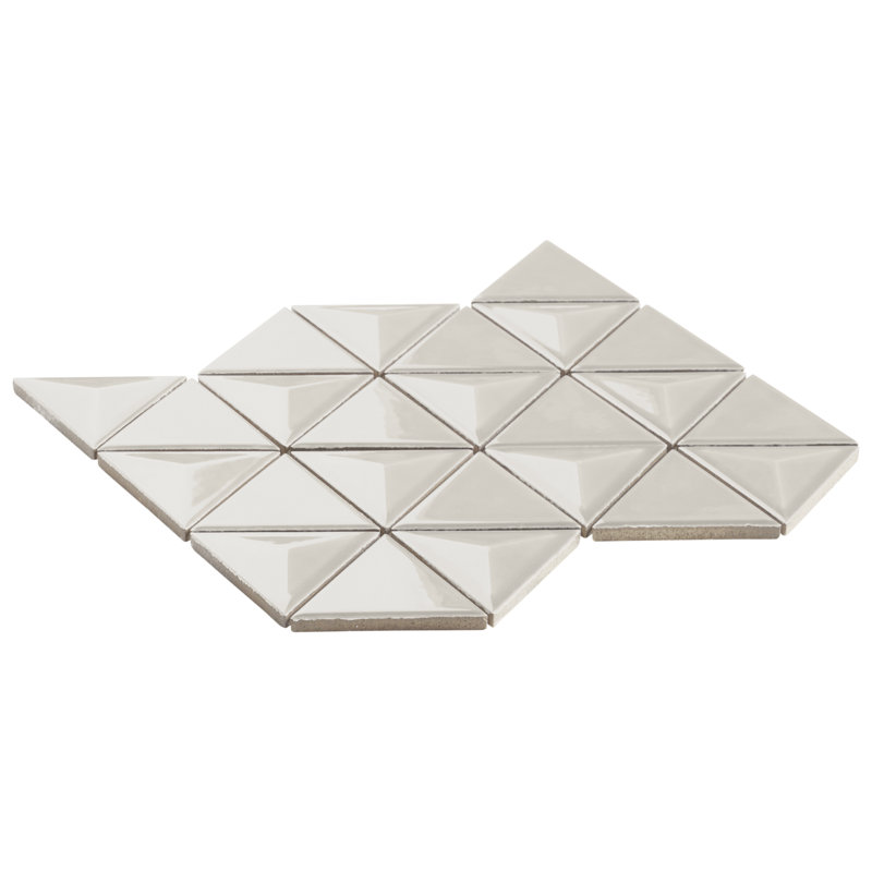 Overlay Triangle 11.02 In. X 12.55 In. Glossy Ceramic Mosaic Wall Tile (11 Sq. Ft. / Case), Mushroom Gray