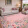 Floral Vintage Washable Pink Area Rug with Non Slip Backing - Low Pile Durable Carpet for Living Room, Bedroom, Dining Room or Office Decor