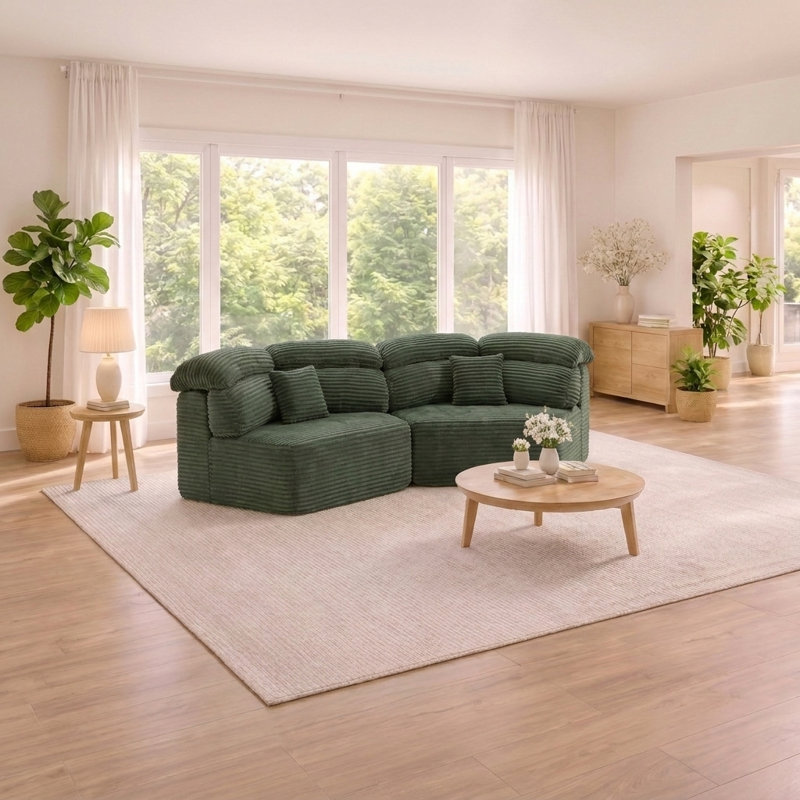 Méridienne moderne de 53 pouces avec coussin enveloppant, minimaliste moderne, Green