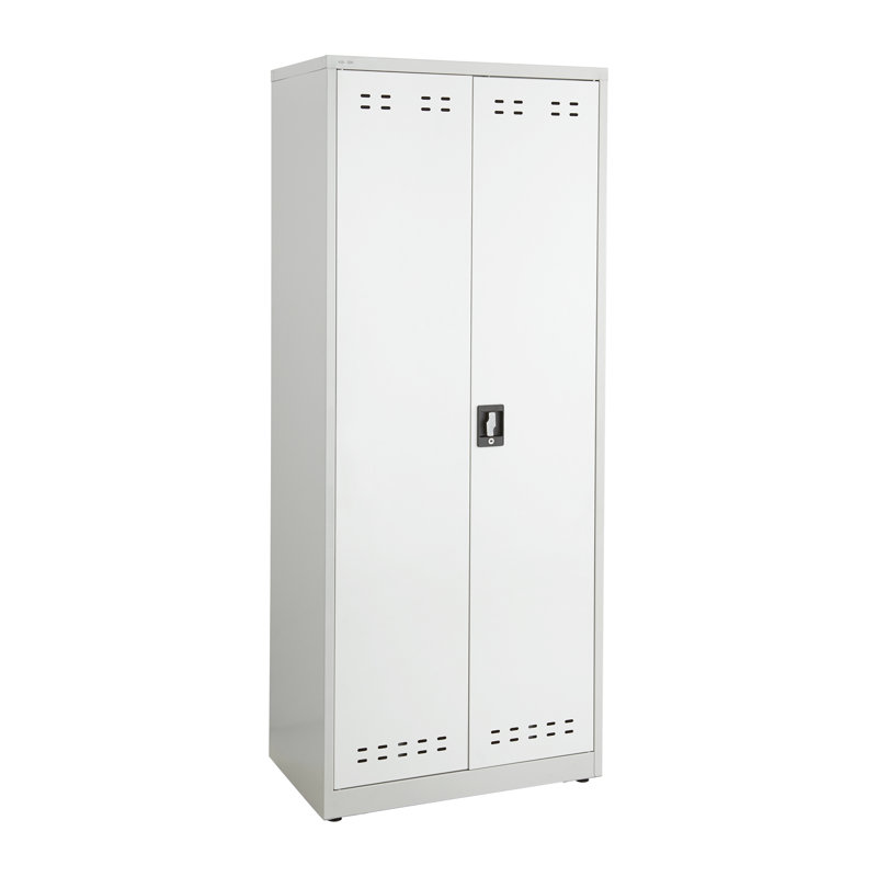 Gray Heavy-Gauge Steel Freestanding Office Storage Cabinet with Adjustable Shelving