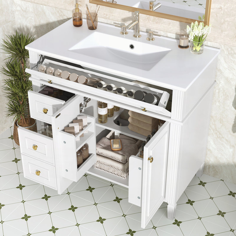 Meuble-lavabo 36 po avec lavabo, Blanc