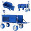 Chariot de plage robuste avec hayon rabattable et roues tout-terrain de 23 cm (9 po), chariot utilitaire pliable d'une capacité de 227 kg (500 lb) avec sac isotherme, bleu