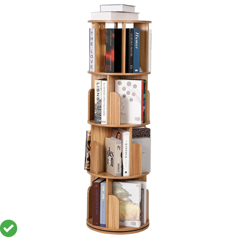 Bibliothèque rotative en bois 4 niveaux, Brun