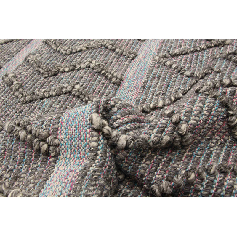 Tapis gris nouvel âge en laine 6 pi 2 po x 8 pi 8 po Dejour