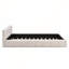 Grand lit tapissier en chenille beige de grande taille avec motif en damier, doux et durable