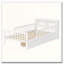 Lit simple avec support de rangement pour tête de lit, 2 tiroirs et garde-corps à 3 côtés, blanc-164440025