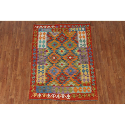 Tapis décoratif géométrique en laine Kilim