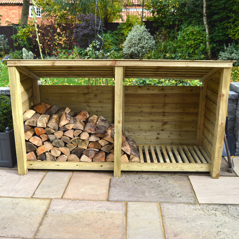 Troutville 230cm W x 74.5cm D Solid Wood Log Store, Light Green
