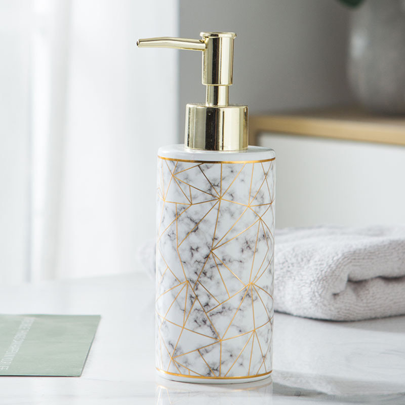 Distributeur de savon Nordic Golden Marble, Blanc