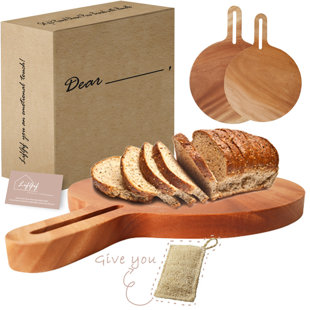 Planche à découper en bois avec poignée Khaya - ensemble de 2 (8 "- 10") planches de charcuterie de 0,8 po d'épaisseur