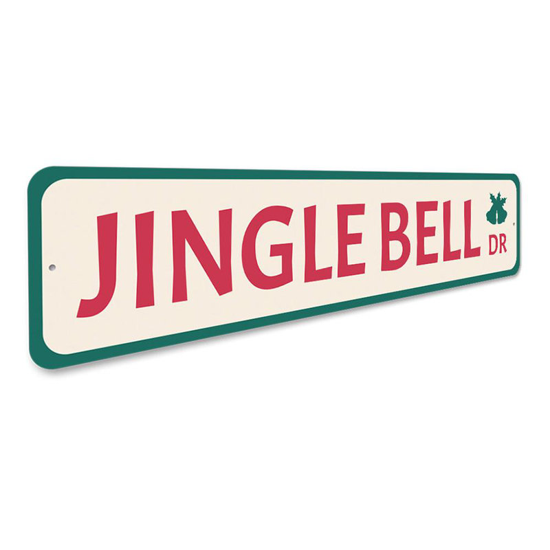 Plaque en aluminium Jingle Bell Drive, H 4 po x l 18 po x P 0,04 po
