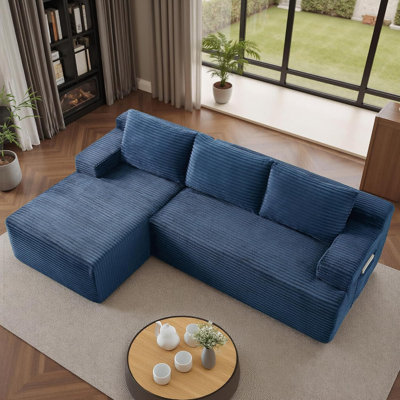 Boneless 96" Sectional Couches for Living Room Fluffy Cloud Couch Sofa with Deep Seat Upholstered Boneless Couchs Modern Modular Sectional Couch with Chaise