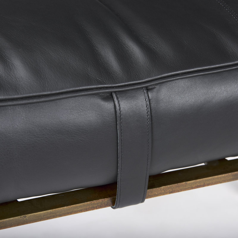 Magnolia Upholstered Bench, Black Genuine Leather