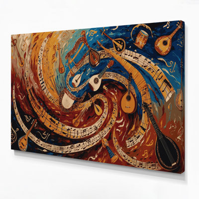 «Music Folk and Ethnic Music Symbols», art mural sur toile brune