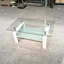 Table basse de salon en verre trempé transparent, 2 couches