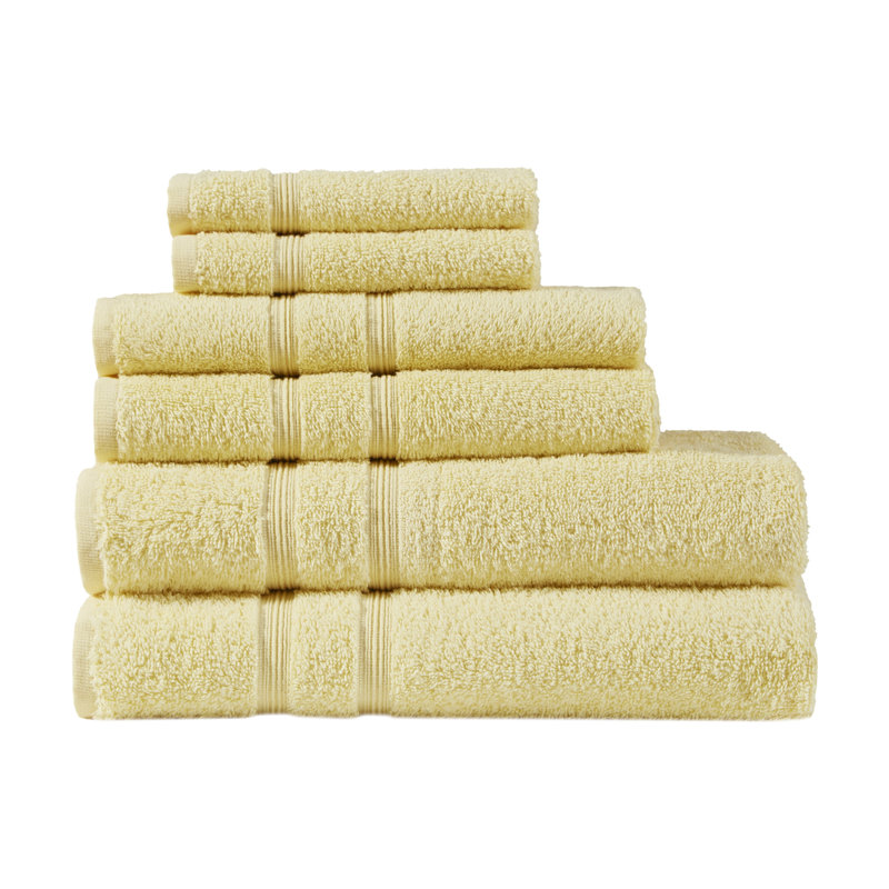 Ensemble de serviettes 6 pièces 100% coton Aegean, Jaune