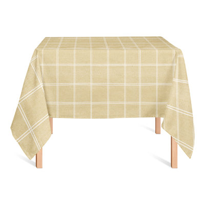Linen With Plaid Yellow 2 Tablecloth