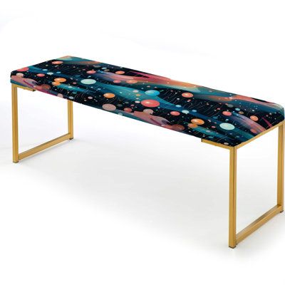 Mystic Cosmos Polka Dots Pattern - Polka Dots Upholstered Gold Bench