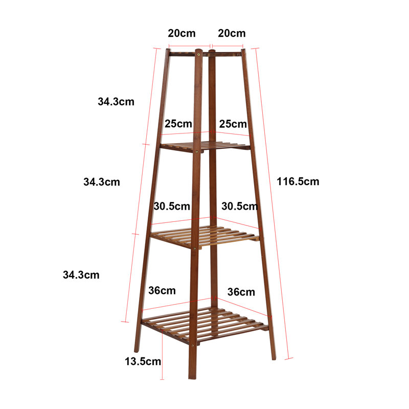 Norene Solid Wood Plant Stand Tier, H116.50 x W36 x D36cm