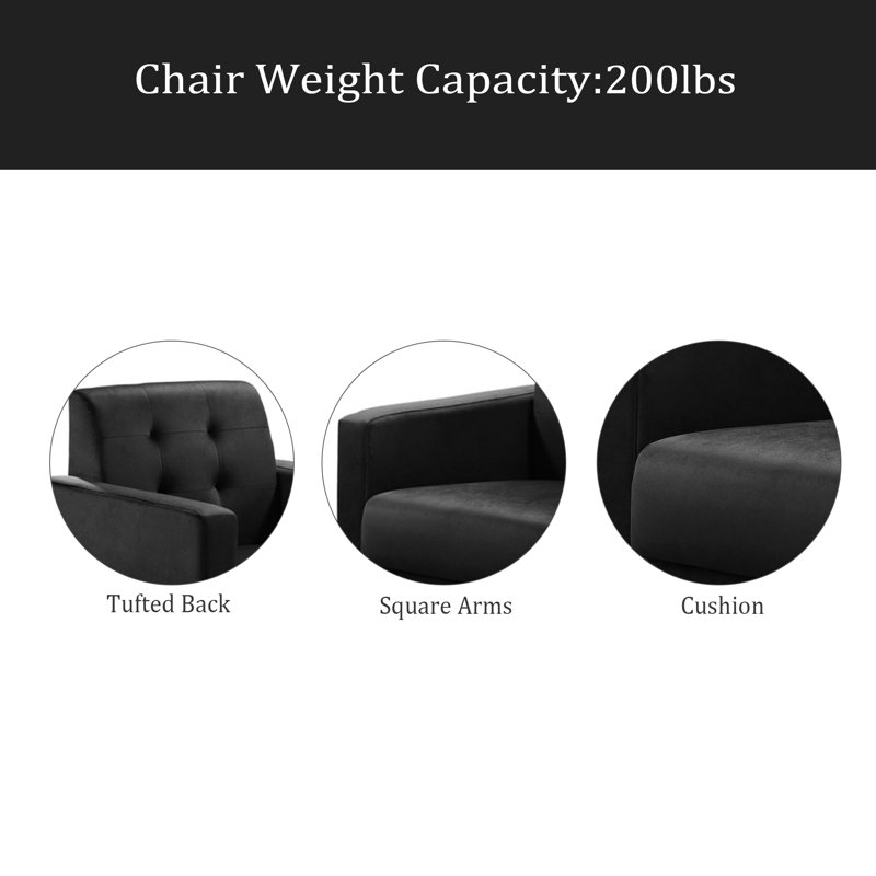 Fauteuil d'appoint en velours capitonné, Noir