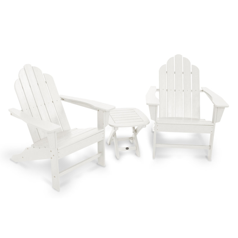POLYWOOD Long Island Adirondack 3-Piece Set, White