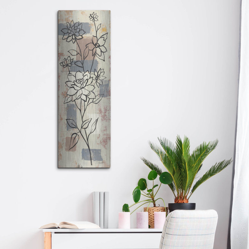  «Scandinavian Floral 1» par Silvia Vassileva, art mural en métal, H 36 po x l 12 po