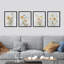 «Black and White Sunflowers Floral Botanical», impression sur papier 4 pièces-97782585-97782584