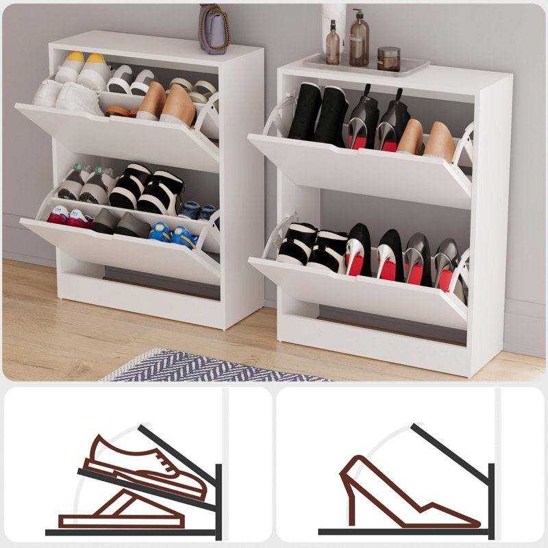 12 Pair Shoe Storage Cabinet, White