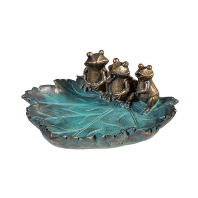 Resin Bird Bath With Frog Family